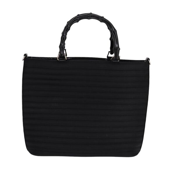 GUCCI Bamboo Handbag Nylon Black Silver 000 1998 000 1998